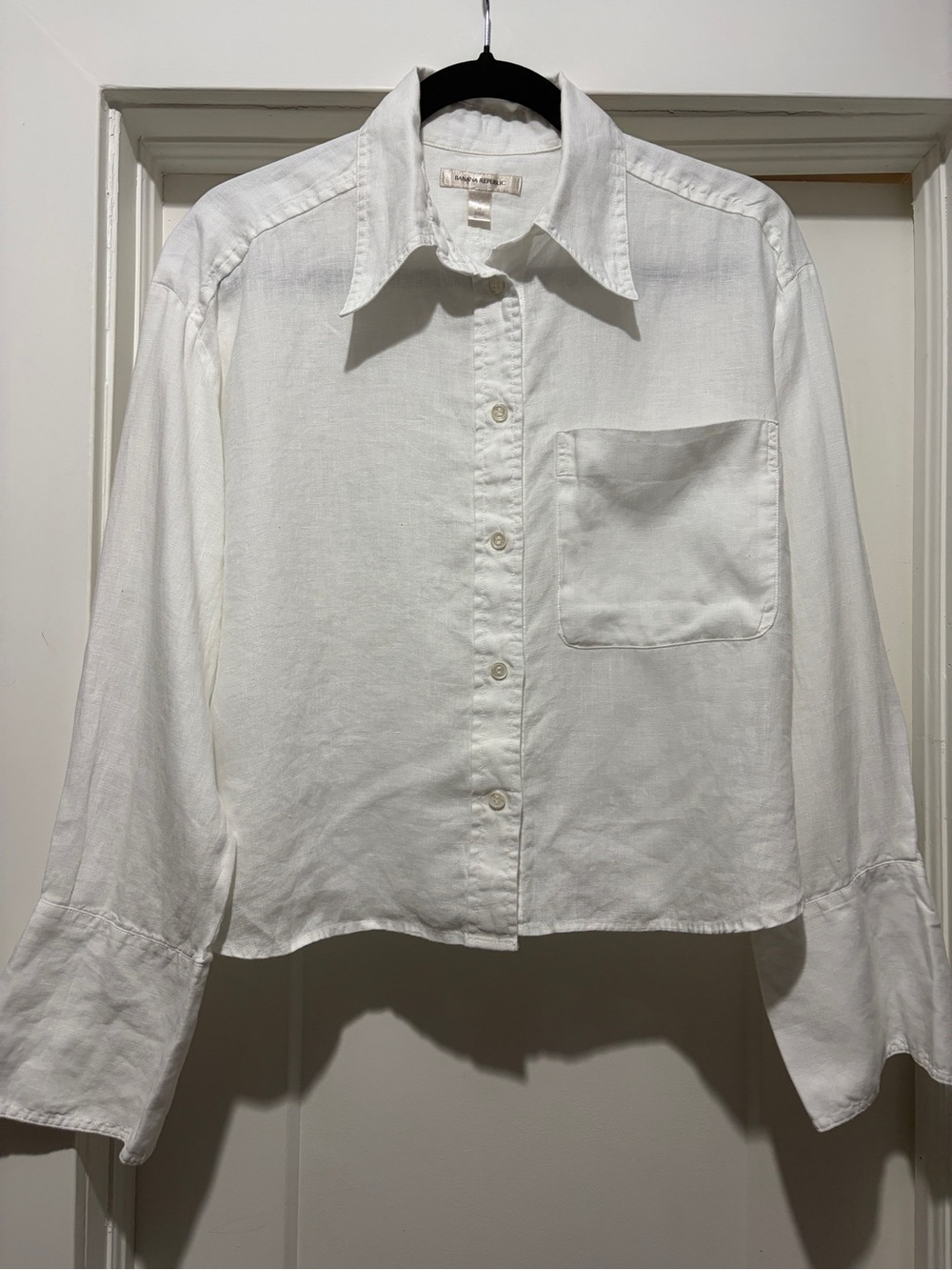 Banana Republic White Linen Button-Down Shirt